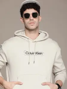 Calvin Klein Jeans Brand Logo Printed Pure Cotton Hooded Sweatshirt