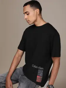 Calvin Klein Jeans Brand Logo Printed Drop-Shoulder Pure Cotton T-shirt