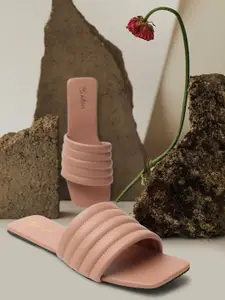 Picktoes Textured Open Toe Flats