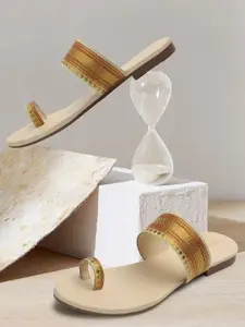 Picktoes Printed Ethnic One Toe Flats