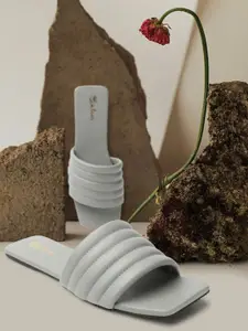 Picktoes Striped Open Toe Flats