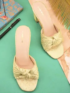 pelle albero Embellished Open Toe Block Heels