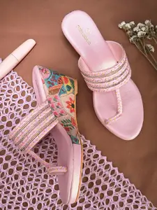 pelle albero Embellished One Toe Wedge Heels