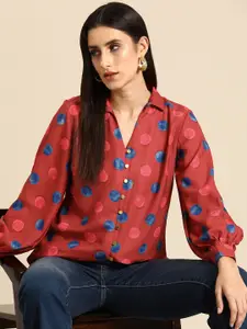 all about you Polka Dots Printed Casual Shirt