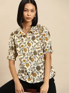 all about you Floral Print Cotton Shirt Style Top