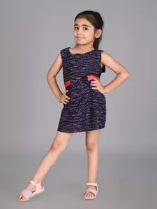 Creative Kids Girls Abstract Printed Sleeveless Bow Cotton A-Line Dress