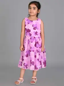 Creative Kids Girls Floral Printed Gathered Fit & Flare Midi Dress
