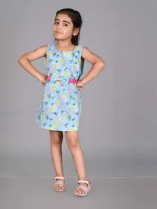 Creative Kids Girls Conversational Printed Belted Cotton A-Line Dress