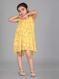 Creative Kids Floral Printed Cap Sleeves A-Line Dress