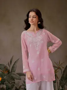 ADA Floral Embroidered Chikankari Kurti with Slip
