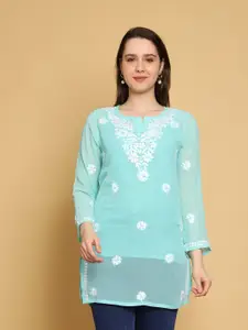 ADA Floral Embroidered Chikankari  Kurti