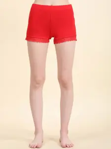 Outflits Women Skinny Fit High-Rise Lounge Shorts