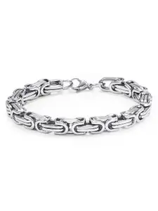 Peora Silver-Toned Stainless Steel Link Bracelet