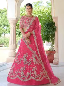 ODETTE Embroidered Semi-Stitched Lehenga & Unstitched Blouse With Dupatta