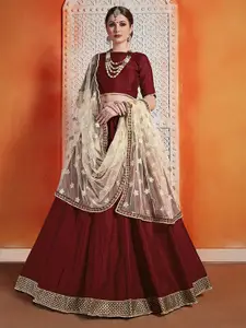 ODETTE Sequinned Semi-Stitched Lehenga & Unstitched Blouse With Dupatta