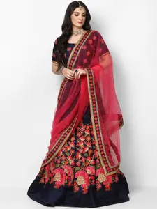 ODETTE Embroidered Semi-Stitched Lehenga & Unstitched Blouse With Dupatta