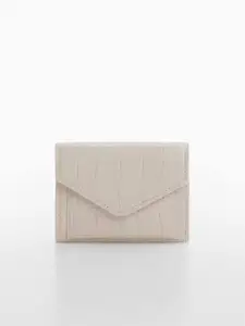 MANGO Women Croc Textured Envelope Wallet