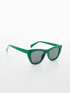 MANGO Women Black Lens & Green Cateye Sunglasses with UV Protected Lens