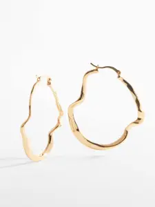 MANGO Women Twisted Design Contemporary-Shaped Hoop Earrings