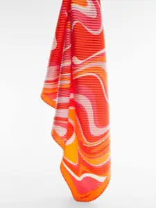 MANGO Abstract Printed Pleated Scarf