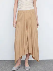 MANGO Accordion Pleated Asymmetric Midi Skirt