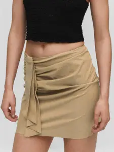MANGO Pleated Detail Straight Mini Skirt