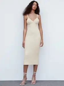 MANGO Sequin-Detail Bodycon Knitted Midi Dress