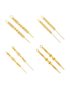 Vighnaharta Set Of 4 Gold-Plated Floral Ear Cuff Earrings