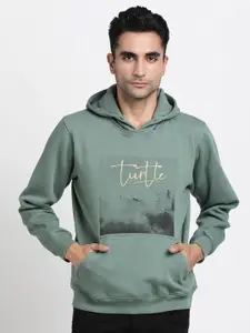 Turtle Typography Printed Hooded Cotton Sweatshirt
