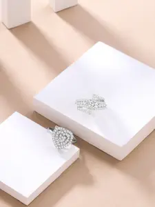 Yellow Chimes Set Of 2 AD Studded Adjustable Finger Rings