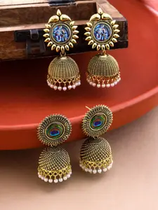 Yellow Chimes Set of 2 Gold Plated Jhumkas