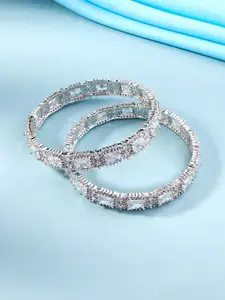 Yellow Chimes Set Of 2 Silver-Plated Bangles