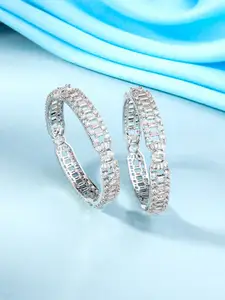 Yellow Chimes Set Of 2 Silver-Plated AD-Studded Bangles