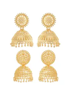 Yellow Chimes Set Of 2 Gold-Toned Jhumkas