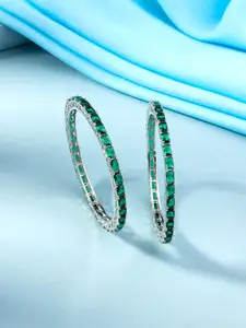 Yellow Chimes Set Of 2 Silver-Plated AD-Studded Bangles