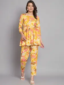 Vastralay Floral Printed Pure Cotton Top With Trouser