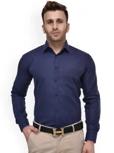 Hangup Men Navy Blue Regular Fit Solid Formal Shirt