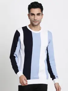 Turtle Colourblocked Knitted Slim Fit Cotton Casual Pullover