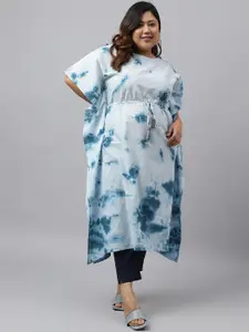 XL LOVE by Janasya Plus Size Abstract Dyed Flared Sleeves Kaftan Kurta