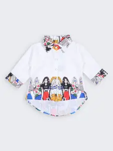 Albion Girls Graphic Printed Shirt Style Top