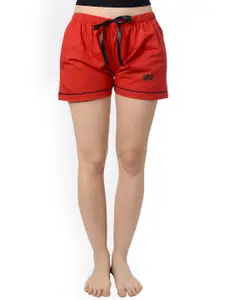 Da Intimo Women Red Solid Lounge Shorts DIL-41-Red