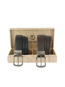 ZEVORA Set Of 2 Textured Leather Belt