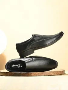 Azzaro Black Men Textured Formal Slip On Shoes