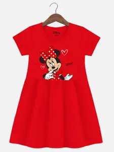 YK Disney Girls Minnie Mouse Printed Cotton Fit & Flare Dress