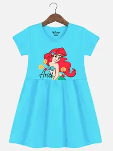 YK Disney Girls Ariel Printed Cotton A-Line Dress