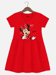 YK Disney Girls Minnie Mouse Printed Cotton A-Line Dress