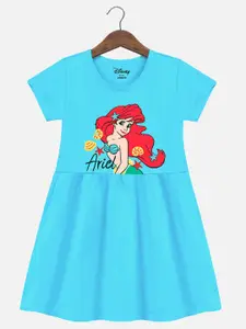 YK Disney Girls Disney Princess Printed Cotton Fit & Flare Dress
