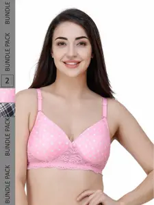 College Girl Pack Of 2 Printed Full Coverage Padded T-shirt Bra With All Day Comfort