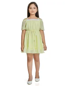 Peppermint Girls Off-Shoulder Gathered & Pleated Fit & Flare Dress