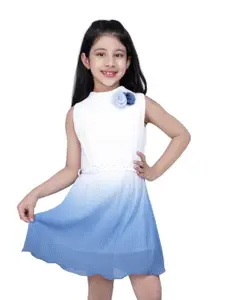 Peppermint Girls High Neck Tie-up Accordion Pleats A-Line Dress